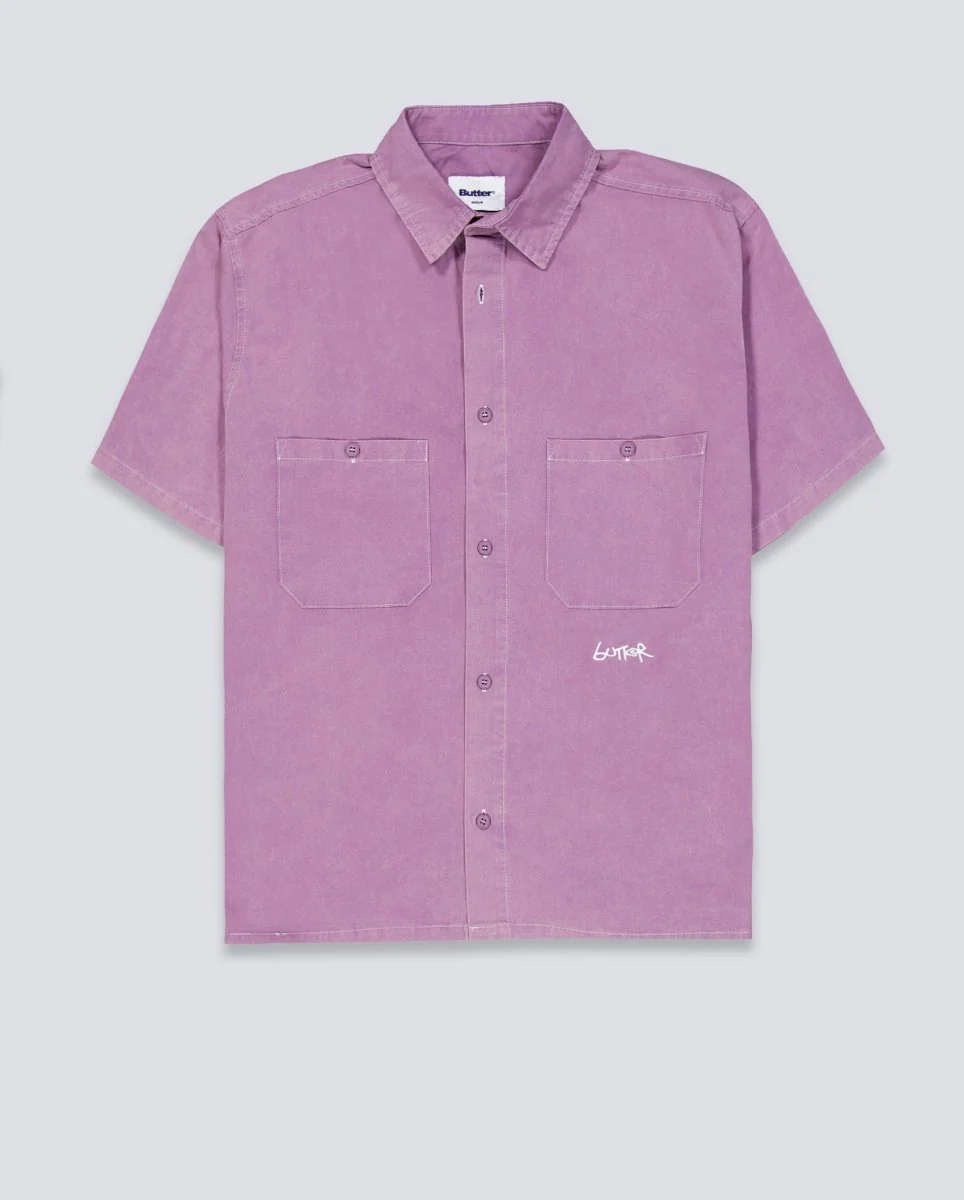 Camisa Butter Goods Contrast Stitch Morado Unisex