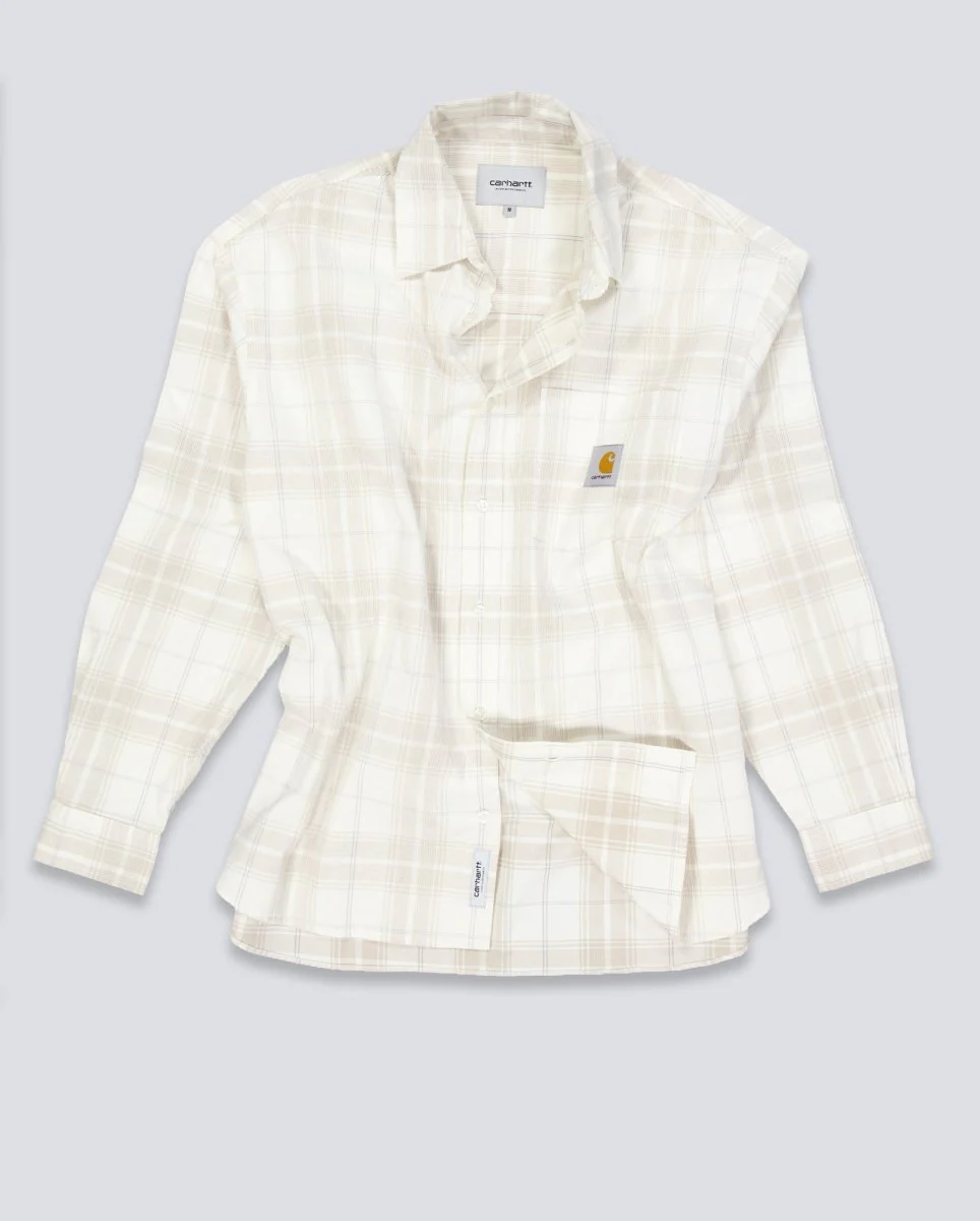 Camisa Carhartt WIP L/S Wilber de Cuadros Beige Unisex - Image 2