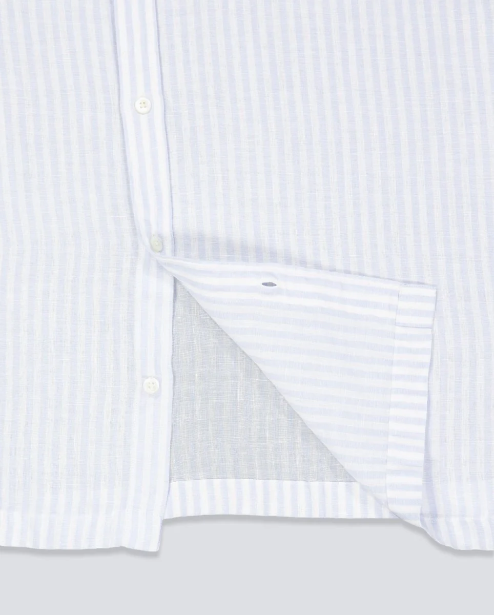 Camisa Lacoste Casual Manga Corta Azul Blanco Hombre - Image 6