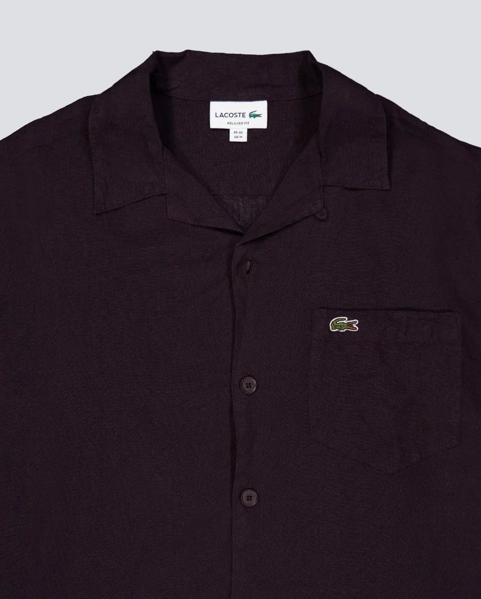 Camisa Lacoste Casual Manga Corta Marrón Hombre - Image 5