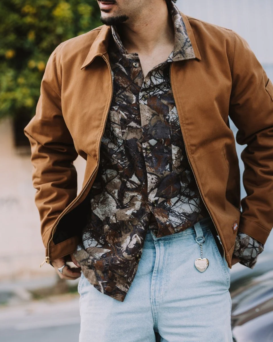 Camisa Obey Fence Camo Woven Marrón Hombre - Image 2