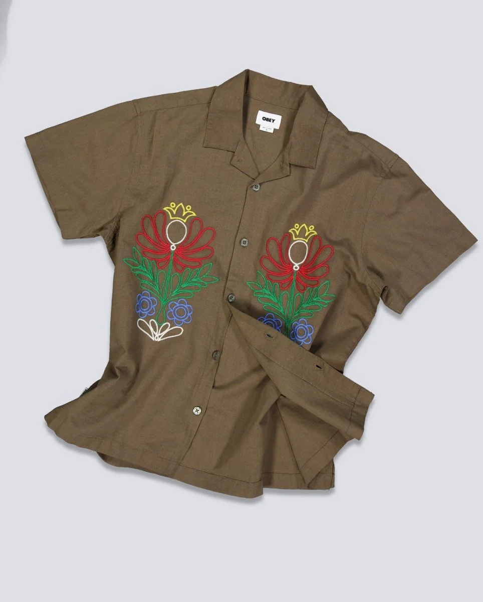 Camisa Obey Perry Marrón Hombre - Image 2
