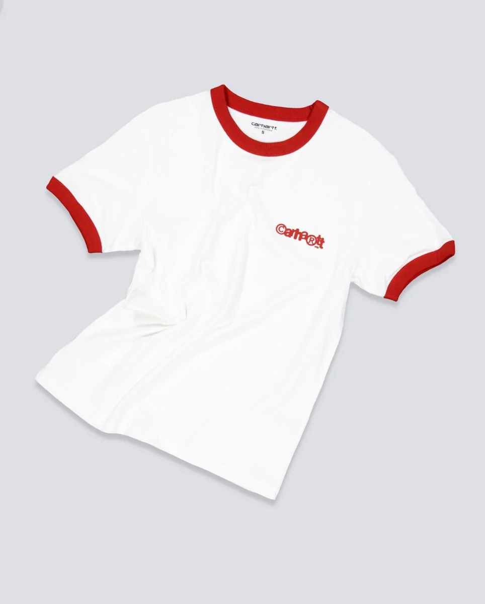Camiseta Carhartt WIP Ringer IP Blanco Rojo Unisex - Image 2