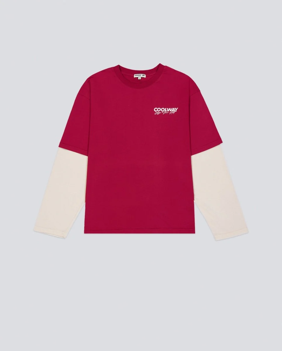 Camiseta Coolway Double Sleeve Rojo Y Blanco Unisex