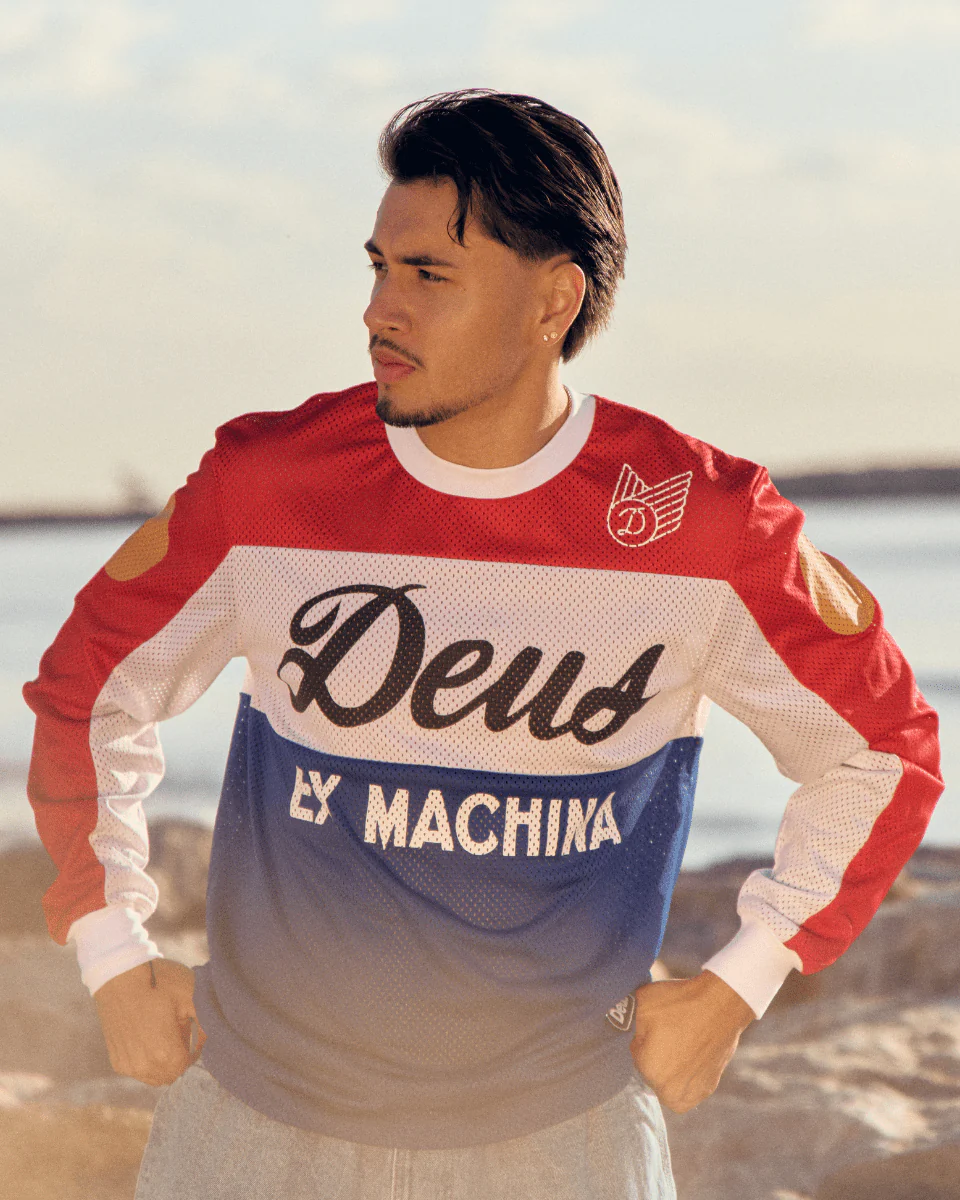 Camiseta Deus Saber Moto Jersey Blanca y Azul Hombre - Image 2