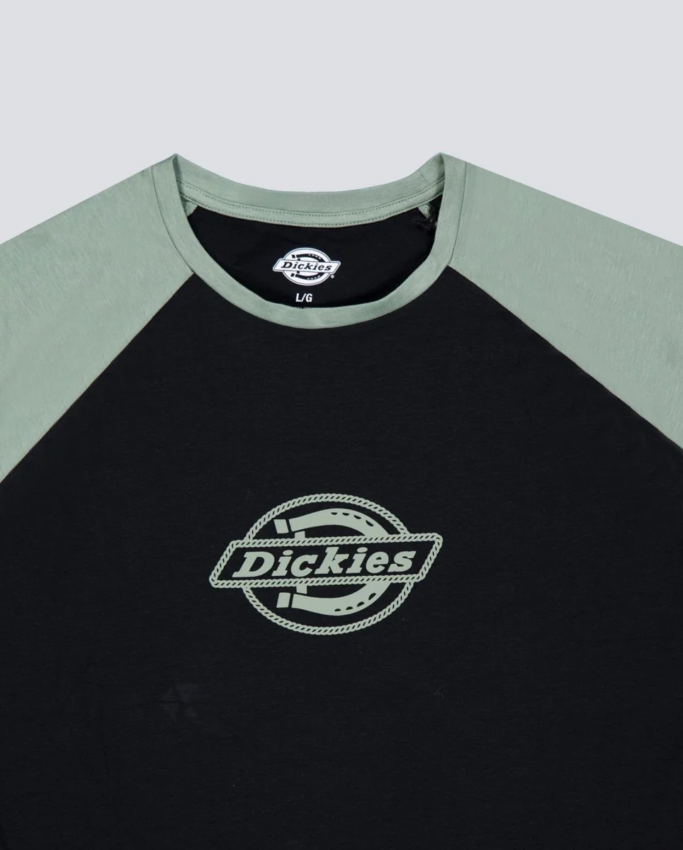Camiseta Dickies Forth Shaw Raglan Verde Y Negro Mujer - Image 2