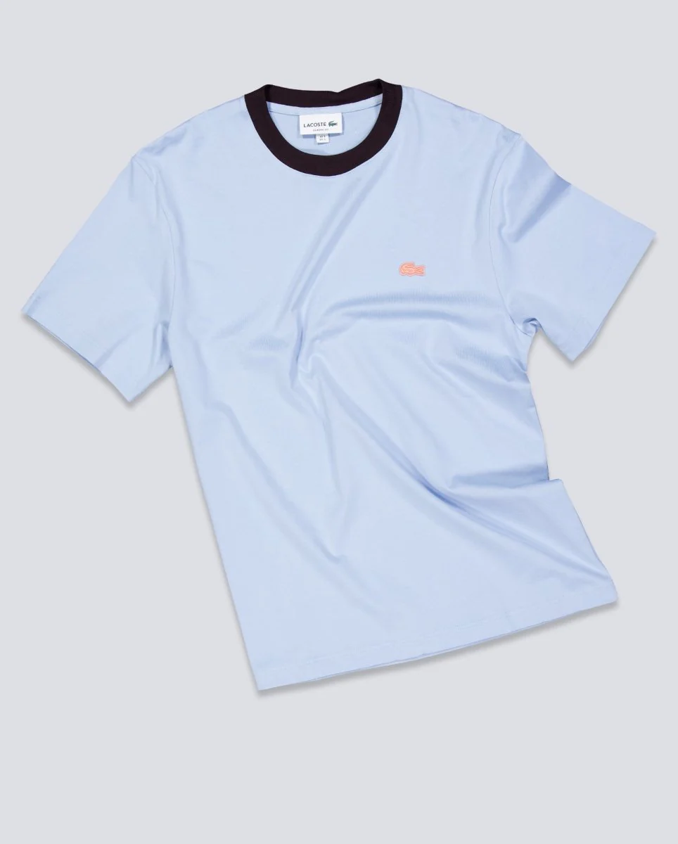 Camiseta Lacoste Cuello Contraste Azul Unisex - Image 2