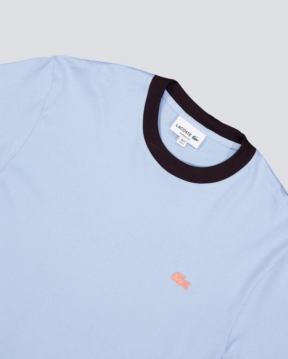 Camiseta Lacoste Cuello Contraste Azul Unisex - Image 3
