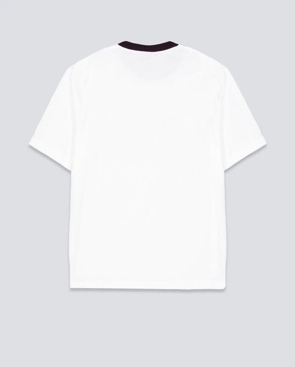 Camiseta Lacoste Cuello Contraste Blanco Unisex - Image 4