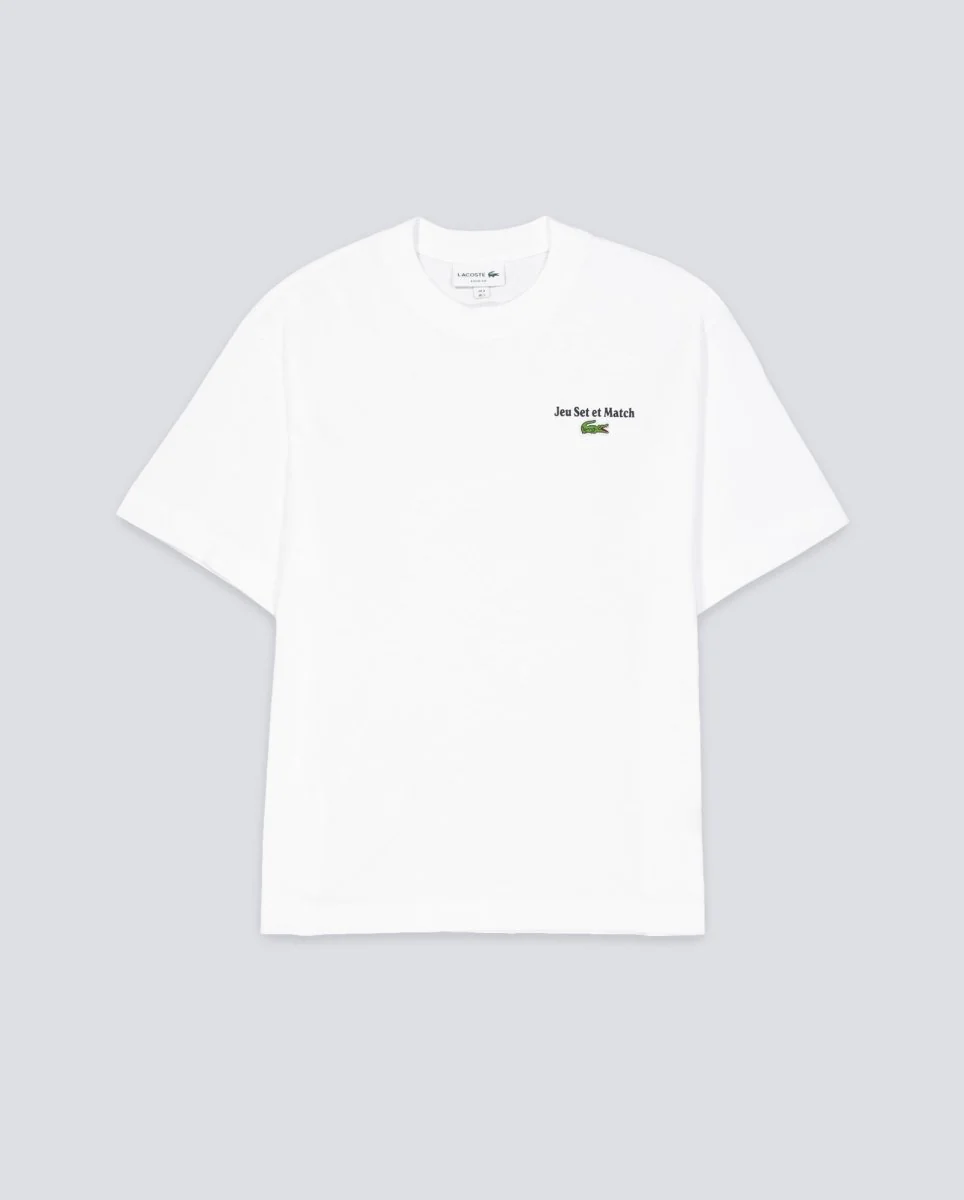 Camiseta Lacoste Estampada De Corte Amplio Blanco Hombre