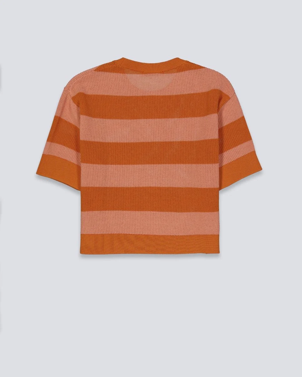 Camiseta Lacoste Rayas Naranja Mujer - Image 2