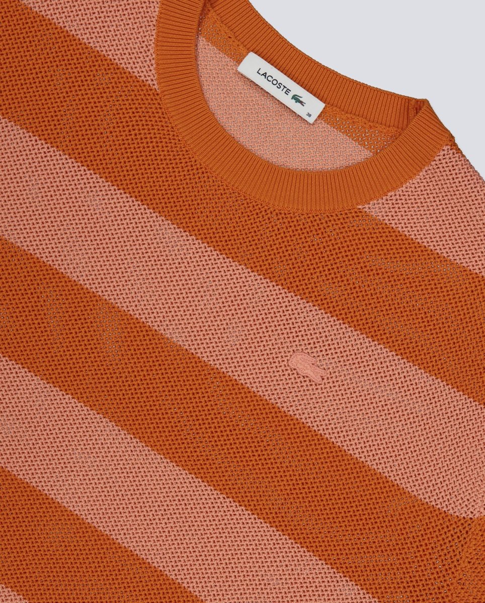 Camiseta Lacoste Rayas Naranja Mujer - Image 4
