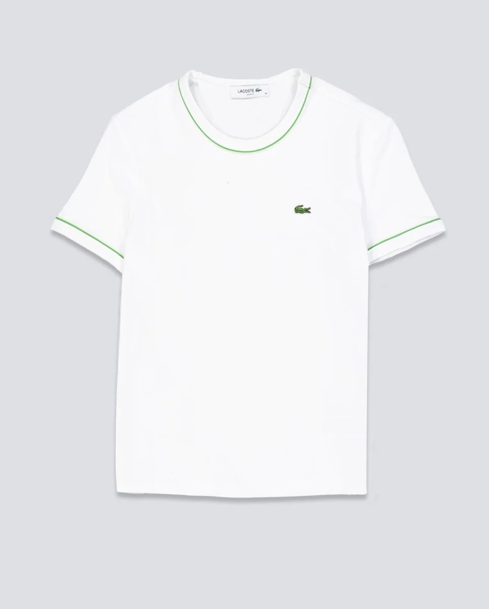 Camiseta Lacoste Blanco Y Verde Mujer