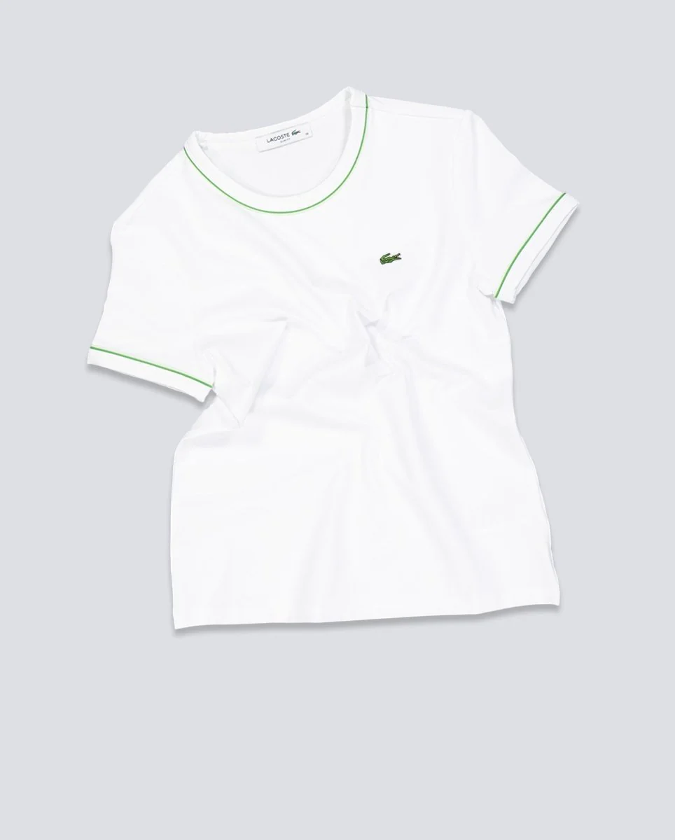 Camiseta Lacoste Blanco Y Verde Mujer - Image 3