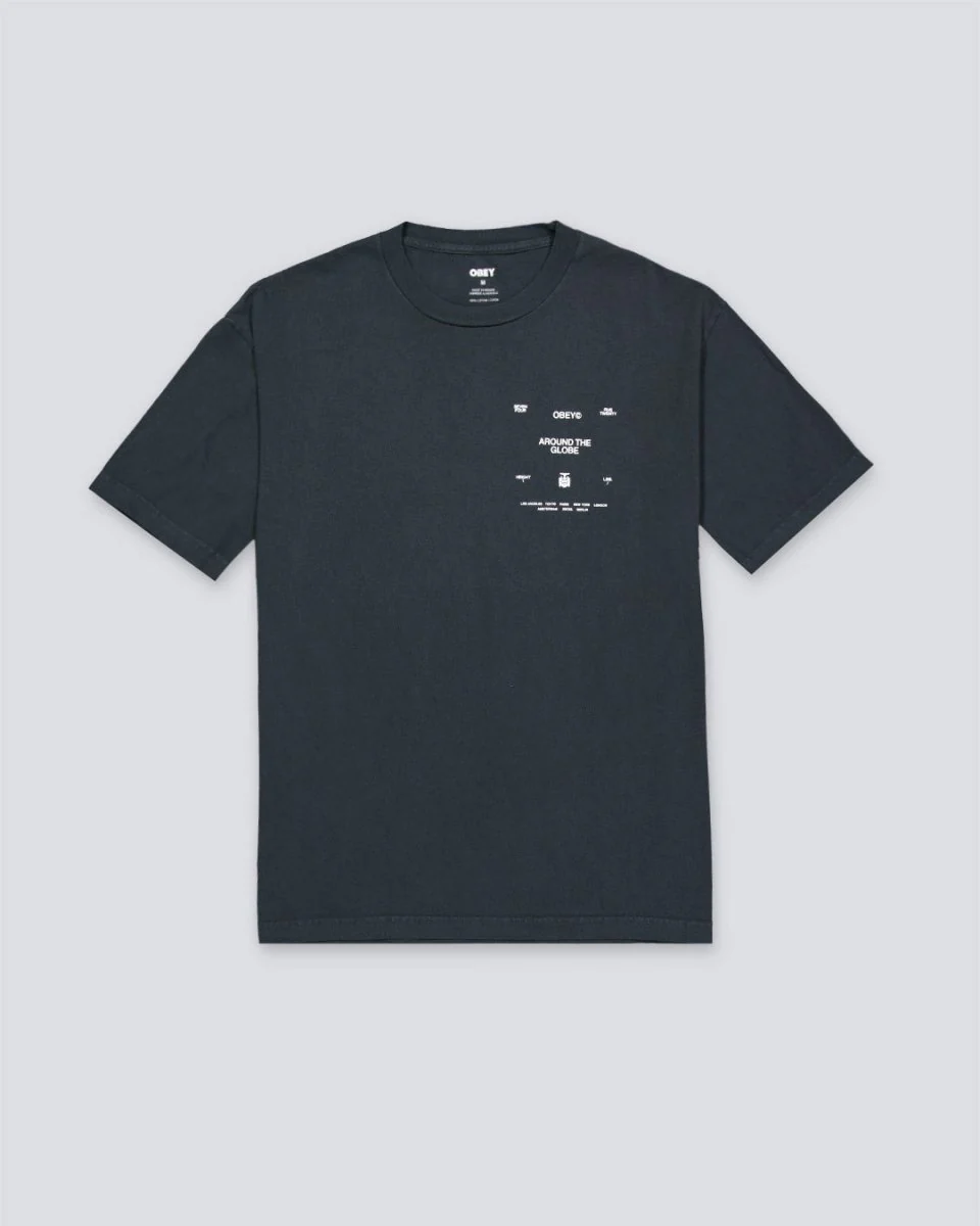 Camiseta Obey Around The Globe Pigment Negro Hombre