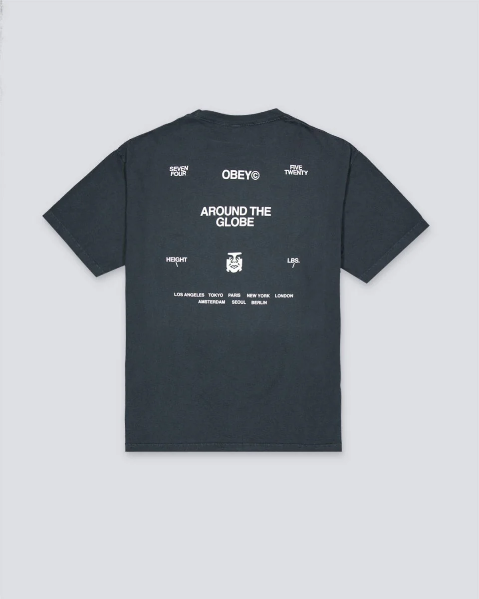Camiseta Obey Around The Globe Pigment Negro Hombre - Image 2