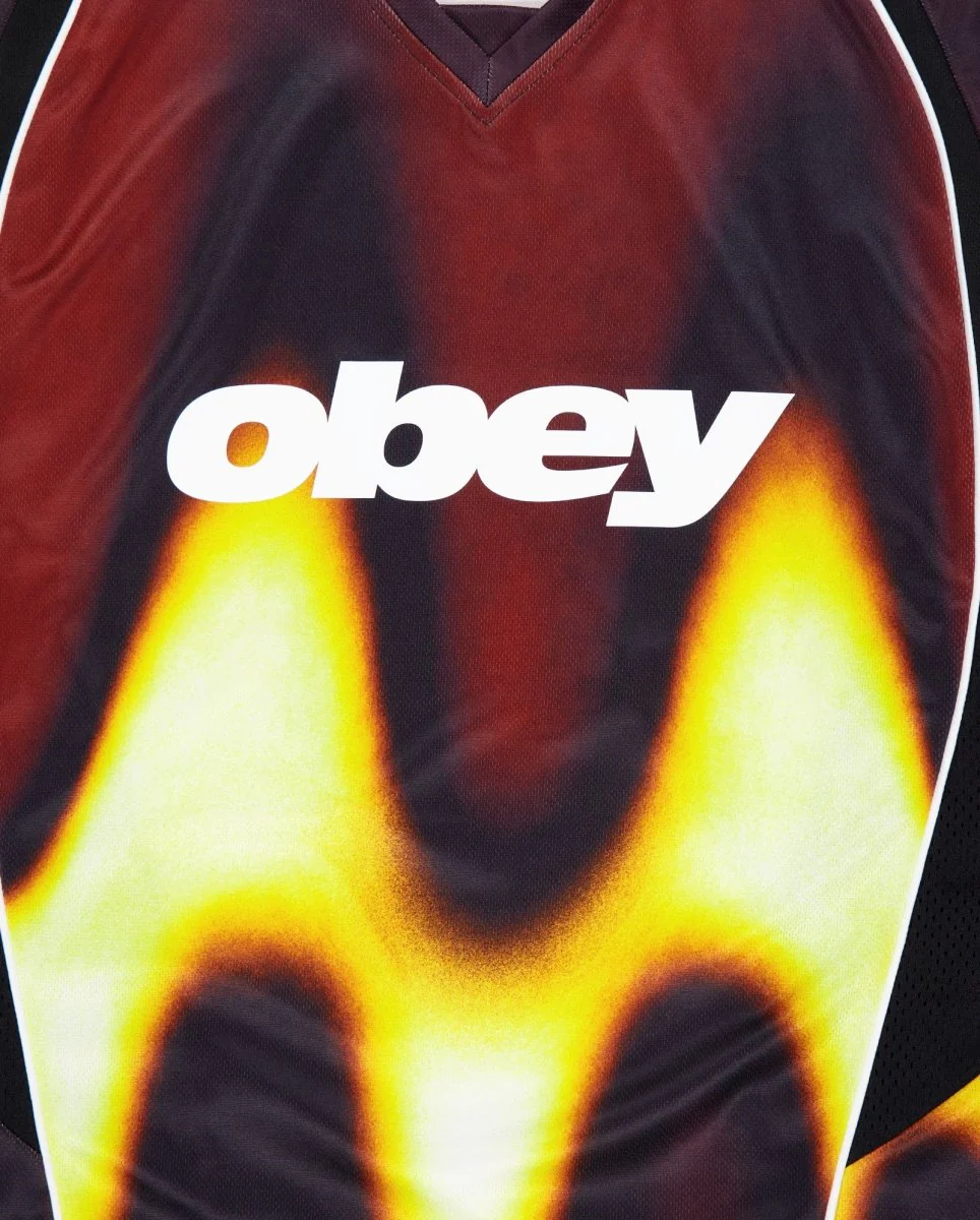 Camiseta Obey Blurred Soccer Jersey Rojo Unisex - Image 4