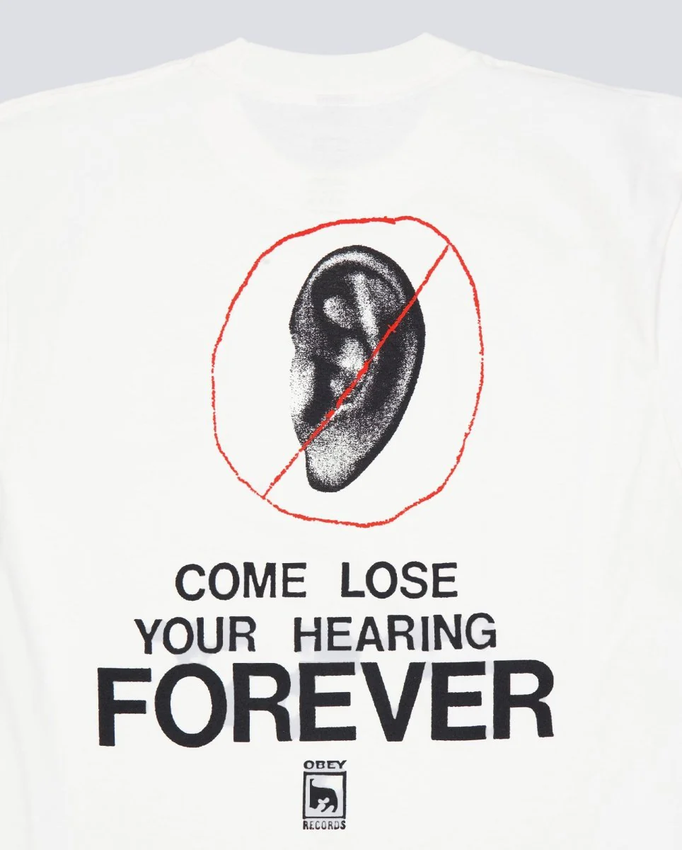 Camiseta Obey Come Lose Your Hearing Blanco Hombre - Image 4