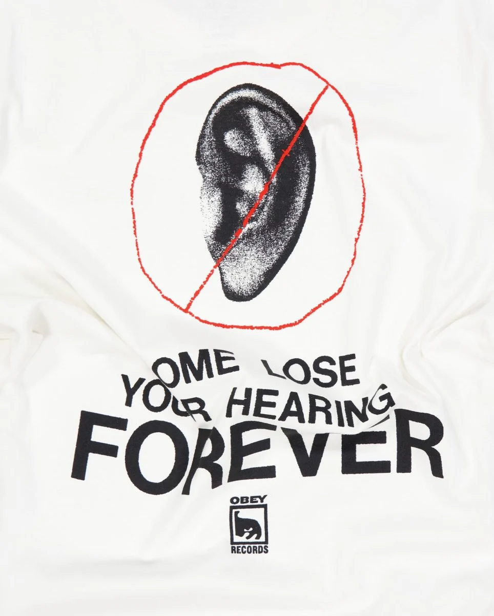 Camiseta Obey Come Lose Your Hearing Blanco Hombre - Image 6