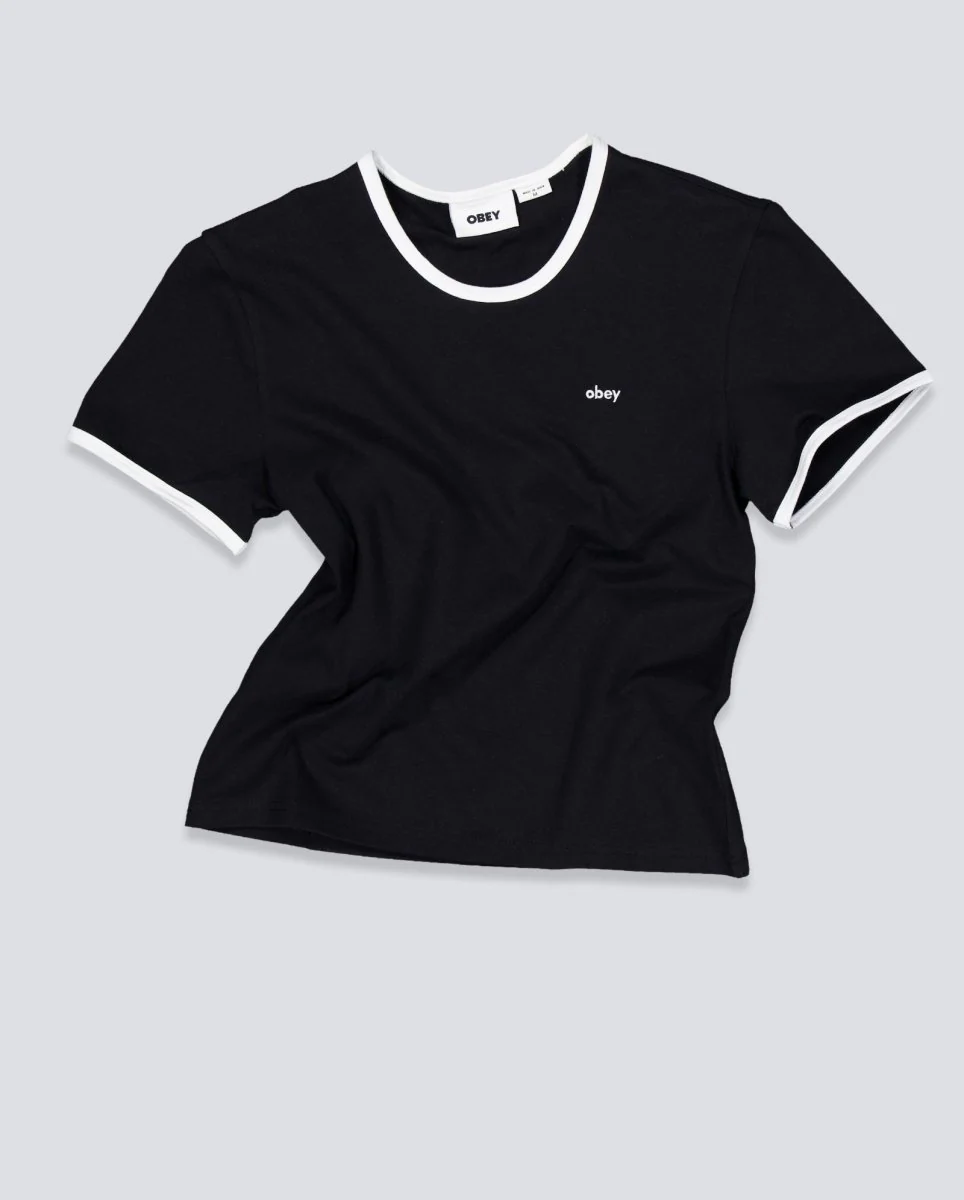 Camiseta Obey Duvall Ringer Negro Mujer - Image 2