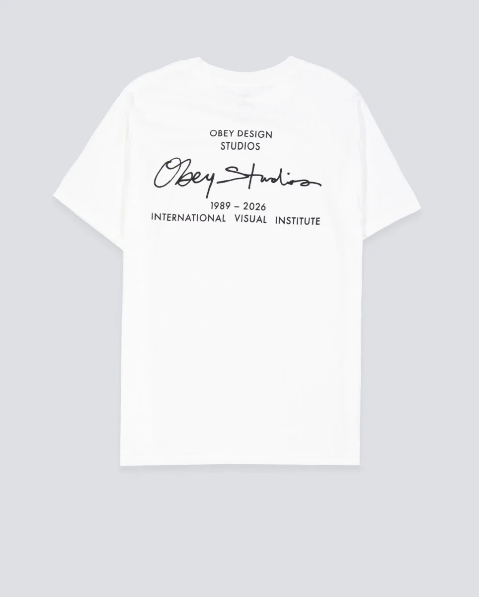Camiseta Obey Institute Pigment Blanco Unisex - Image 2