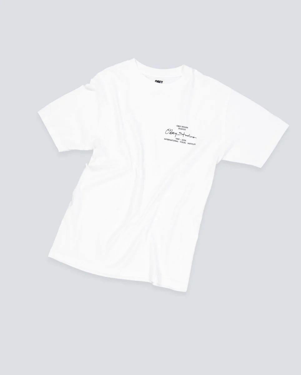 Camiseta Obey Institute Pigment Blanco Unisex - Image 3