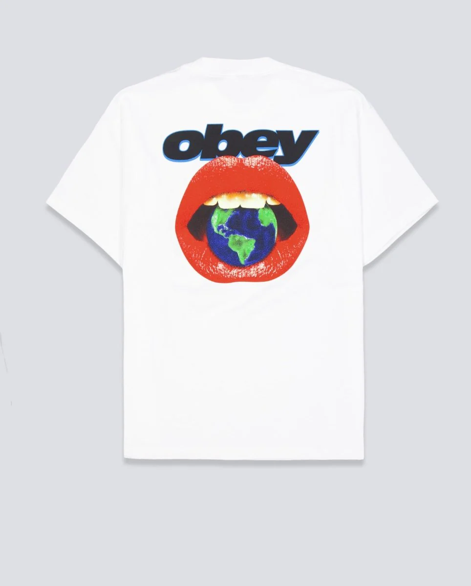 Camiseta Obey Lips Blanco Hombre - Image 4