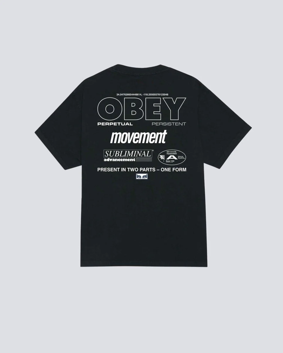 Camiseta Obey Persistent Movement Negro Hombre - Image 2