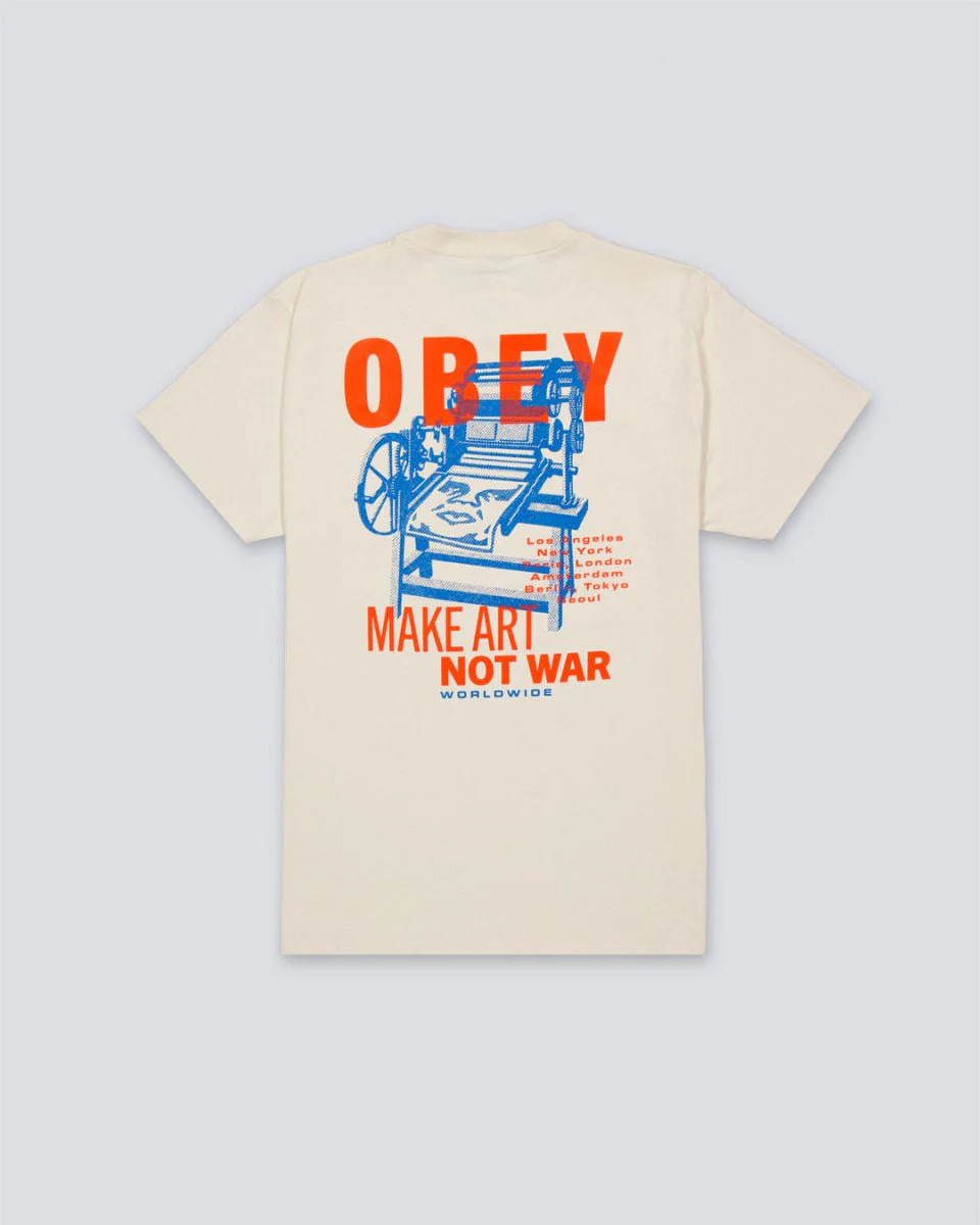 Camiseta Obey Printing Press Make Art Crema Unisex - Image 2