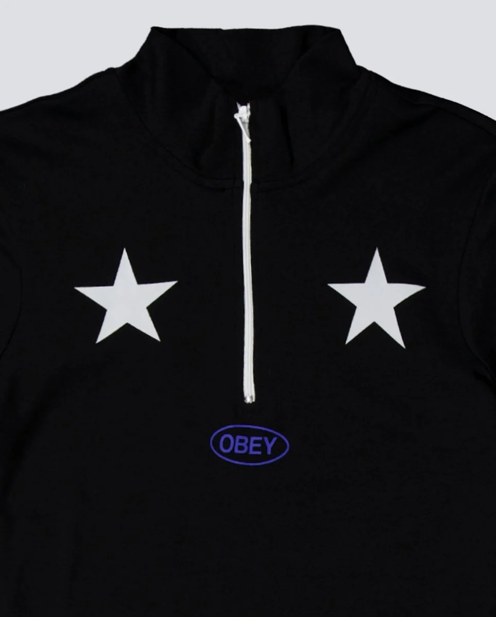 Camiseta Obey Relay Mock Neck Negro Mujer - Image 4