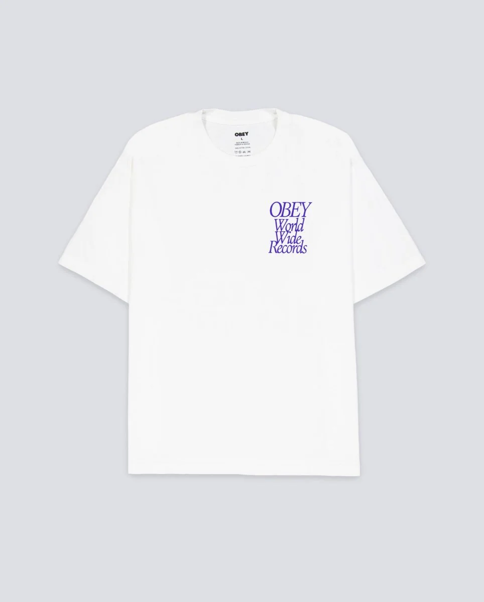 Camiseta Obey Worldwide Records Pigment Blanco Unisex