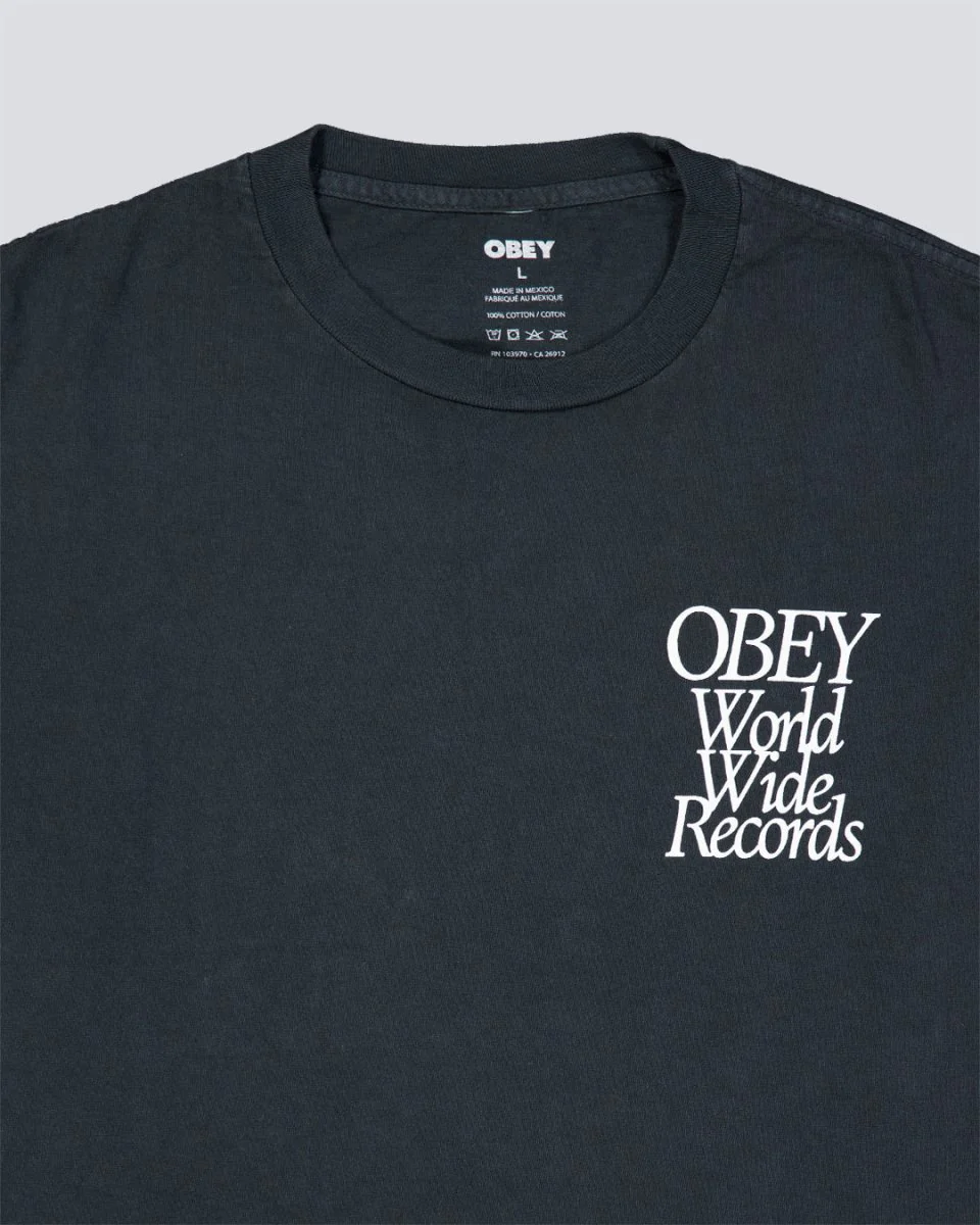 Camiseta Obey Worldwide Records Pigment Negro Unisex - Image 3