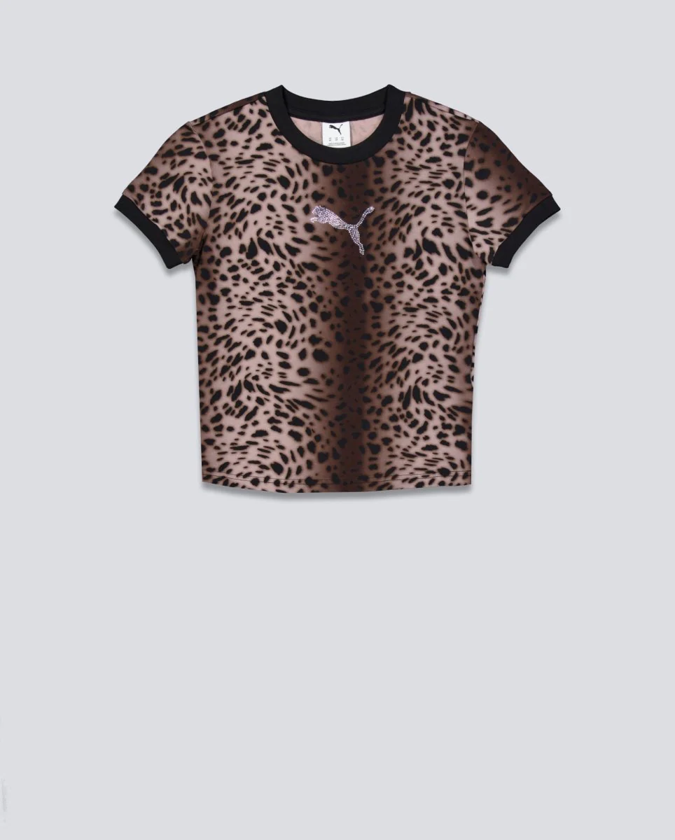 Camiseta Puma Leo Luxe Negro Mujer