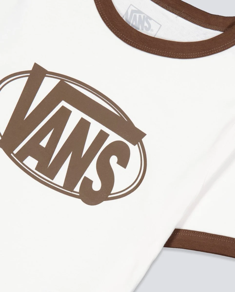 Camiseta Vans Center Chest Ringer Blanco Mujer - Image 4