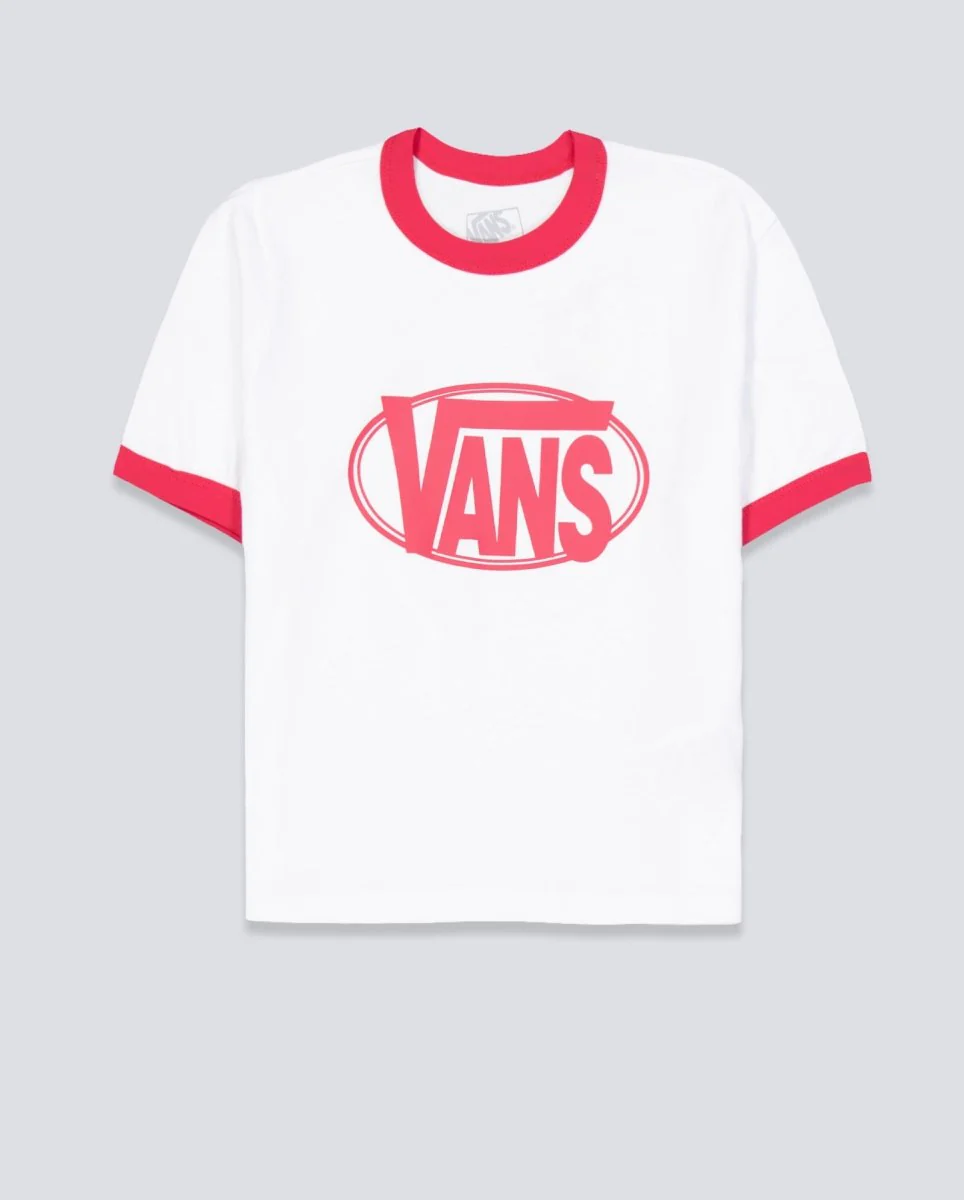 Camiseta Vans Center Chest Ringer Rojo Mujer