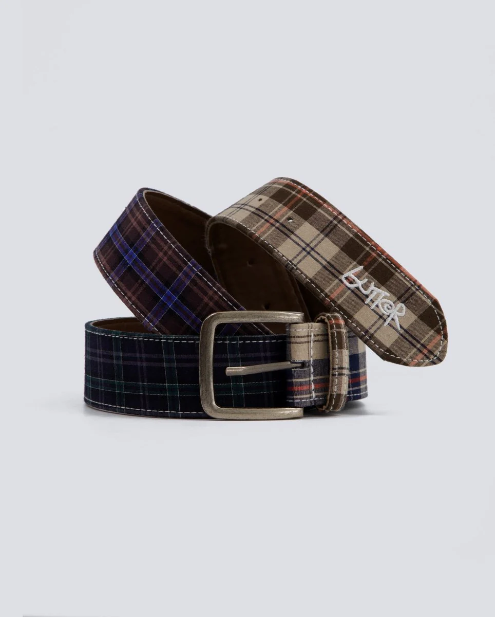 Cinturón Butter Goods Plaid Beige y Marrón Unisex - Image 3