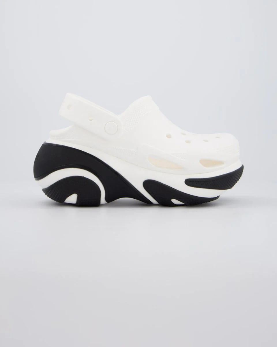 Crocs Bubble Crush Clog Blanco y Negro Mujer