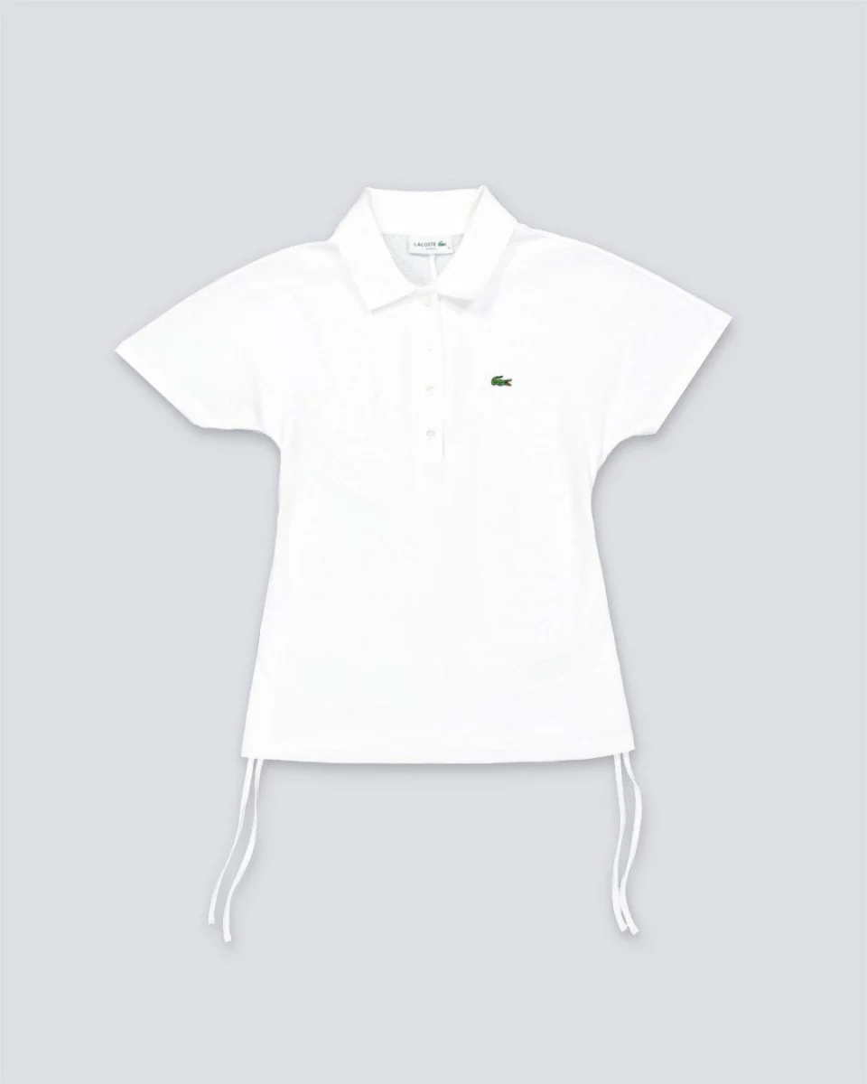 Polo Lacoste Slim Fit de Piqué Ajustable Blanco Mujer