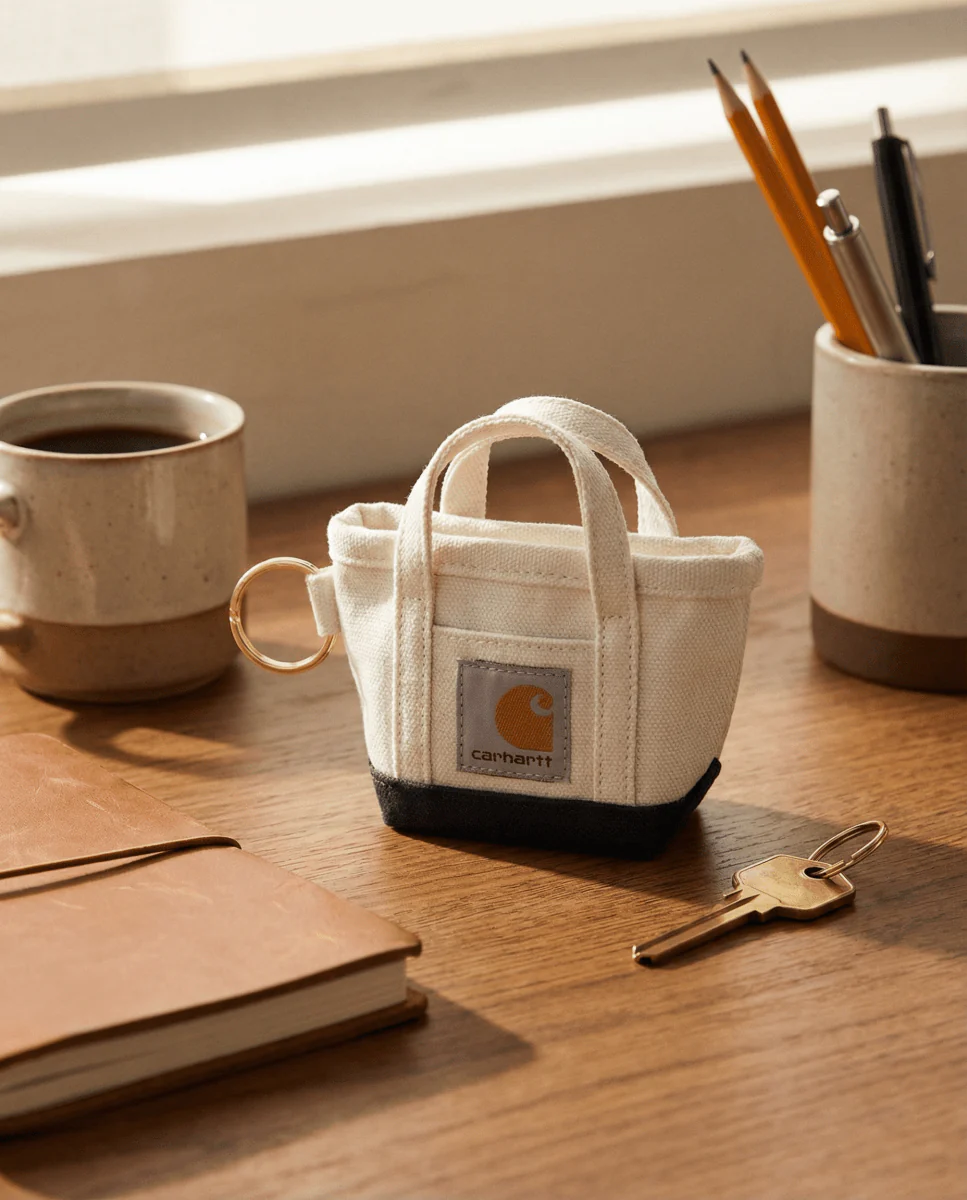 Llavero Carhartt WIP Mini Tote Bag Keychain Hamilton Ablaco Y Azul Unisex - Image 3