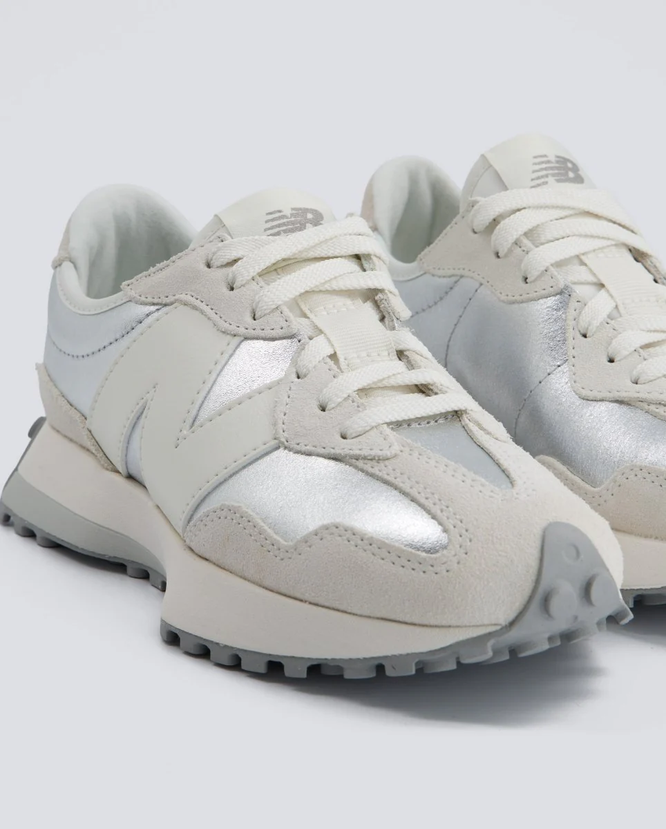 New Balance WS327 Blanco y Plata Mujer - Image 3
