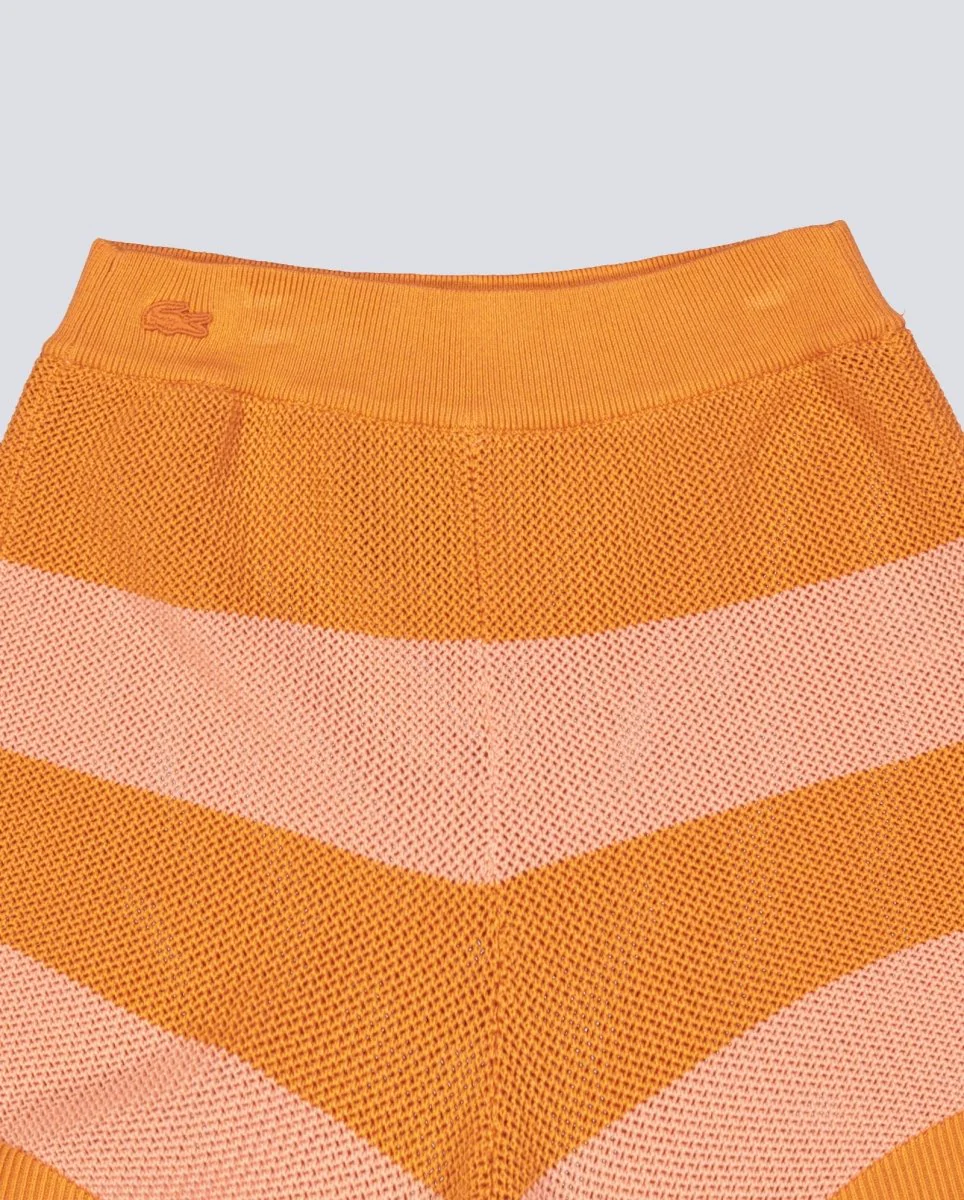 Pantalón Corto De Punto Lacoste Rayas Naranja Mujer - Image 4