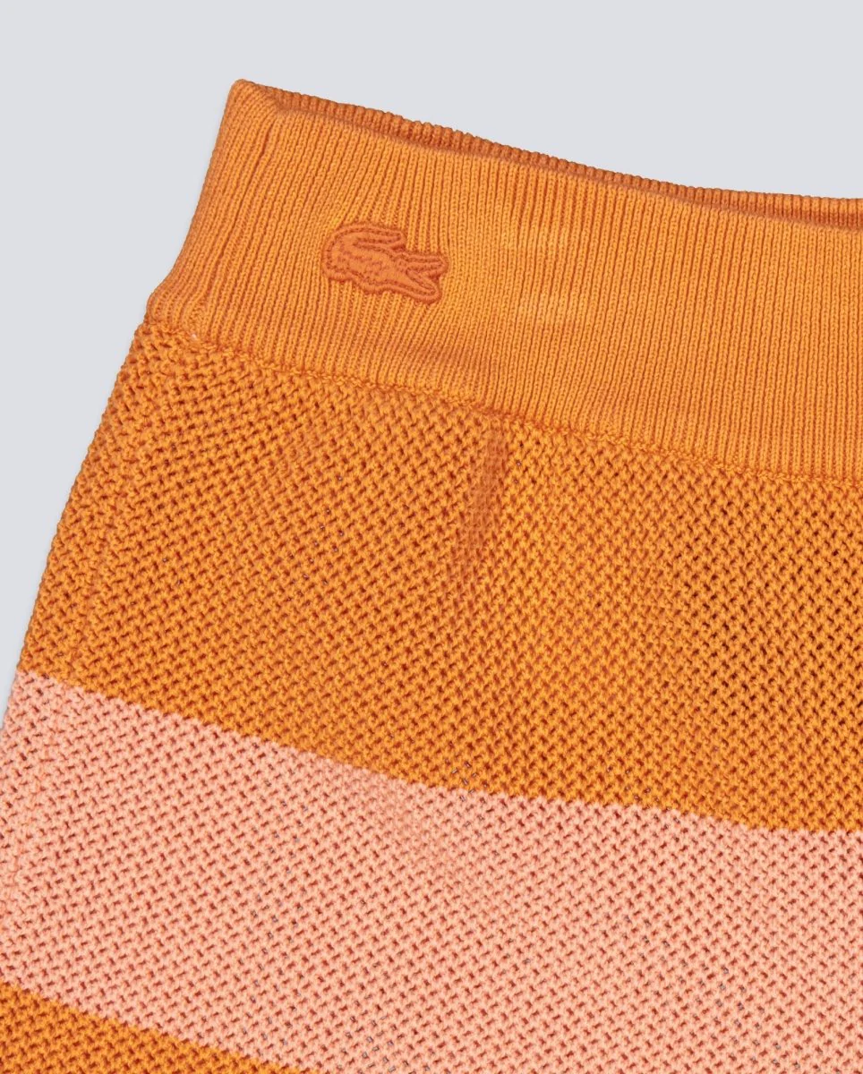 Pantalón Corto De Punto Lacoste Rayas Naranja Mujer - Image 6