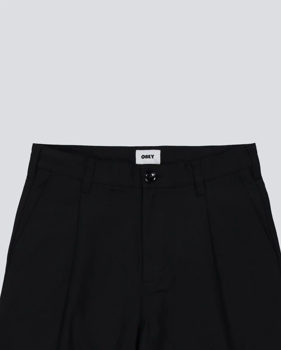 Pantalón Corto Obey Dean Pleated Negro Hombre - Image 3