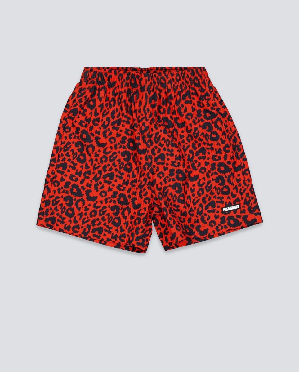 Pantalón Corto Pleasures Leopard Active Rojo Hombre