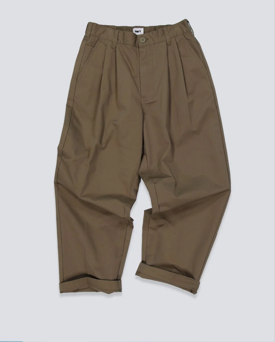 Pantalón Obey Foster Pleated Verde Hombre - Image 2