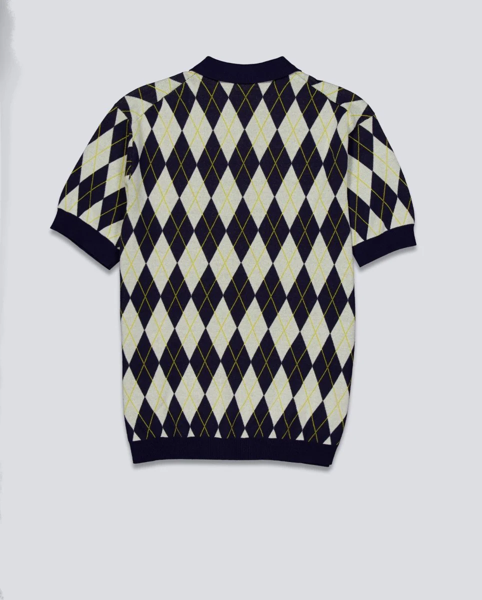 Polo Kappa Robe Giovani Argyll Azul Y Beige Unisex - Image 4
