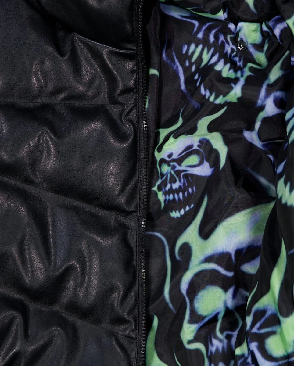Puffer Wasted Paris Skull Negra Reversible Unisex - Image 2