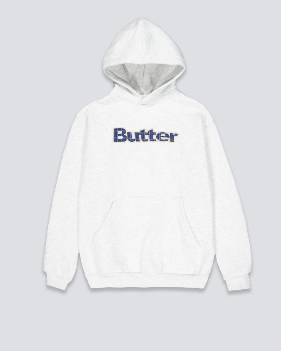 Sudadera Butter Goods Plaid Aplique Logo Gris Unisex