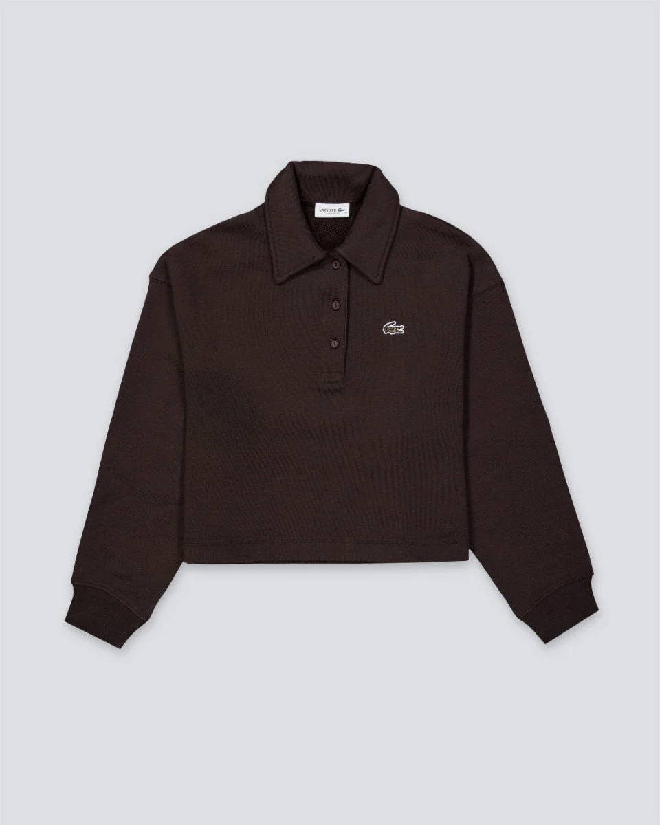 Sudadera Lacoste Con Cuello Polo Marrón