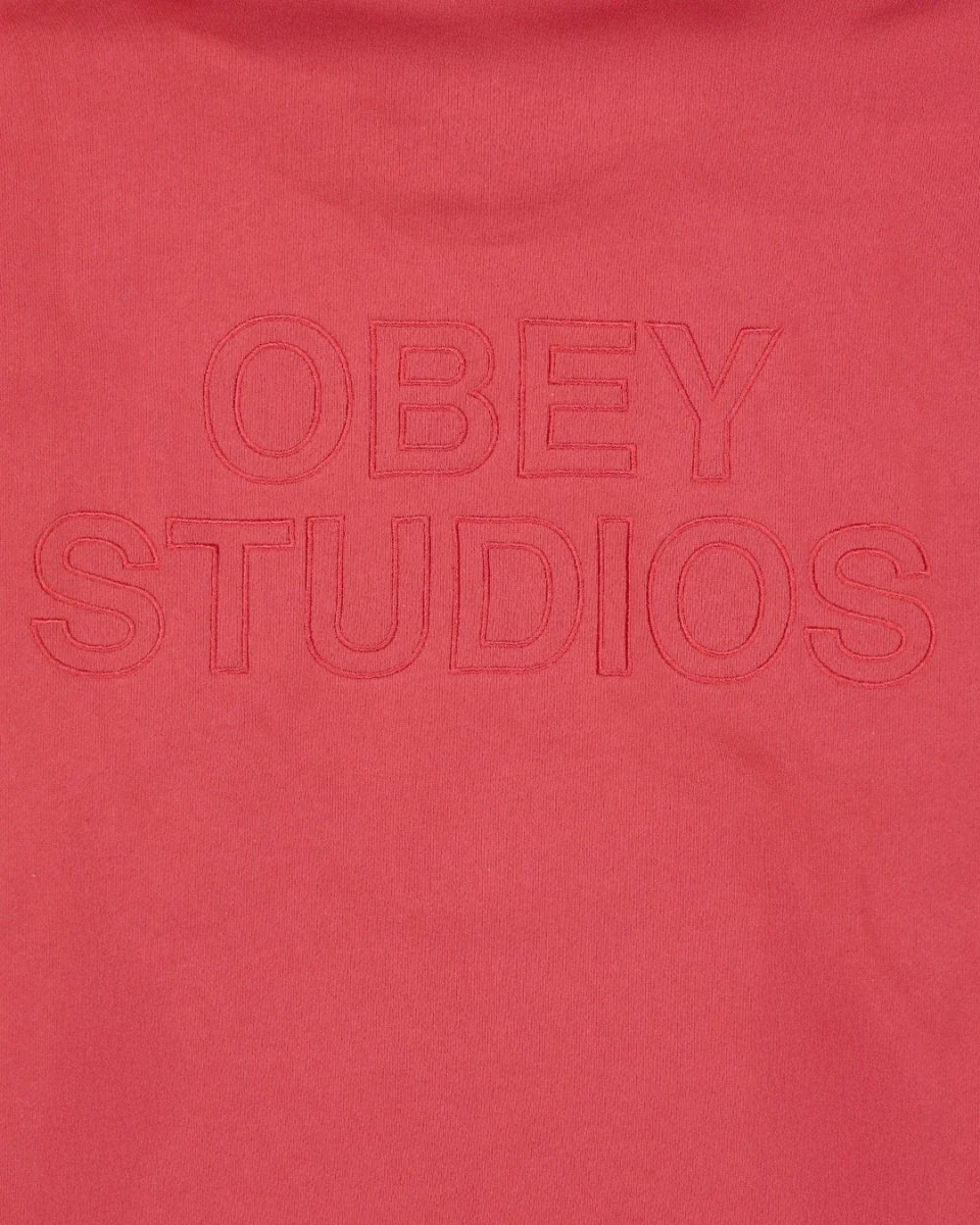 Sudadera Obey Studios Extra Heavy Hood Rojo Hombre - Image 3